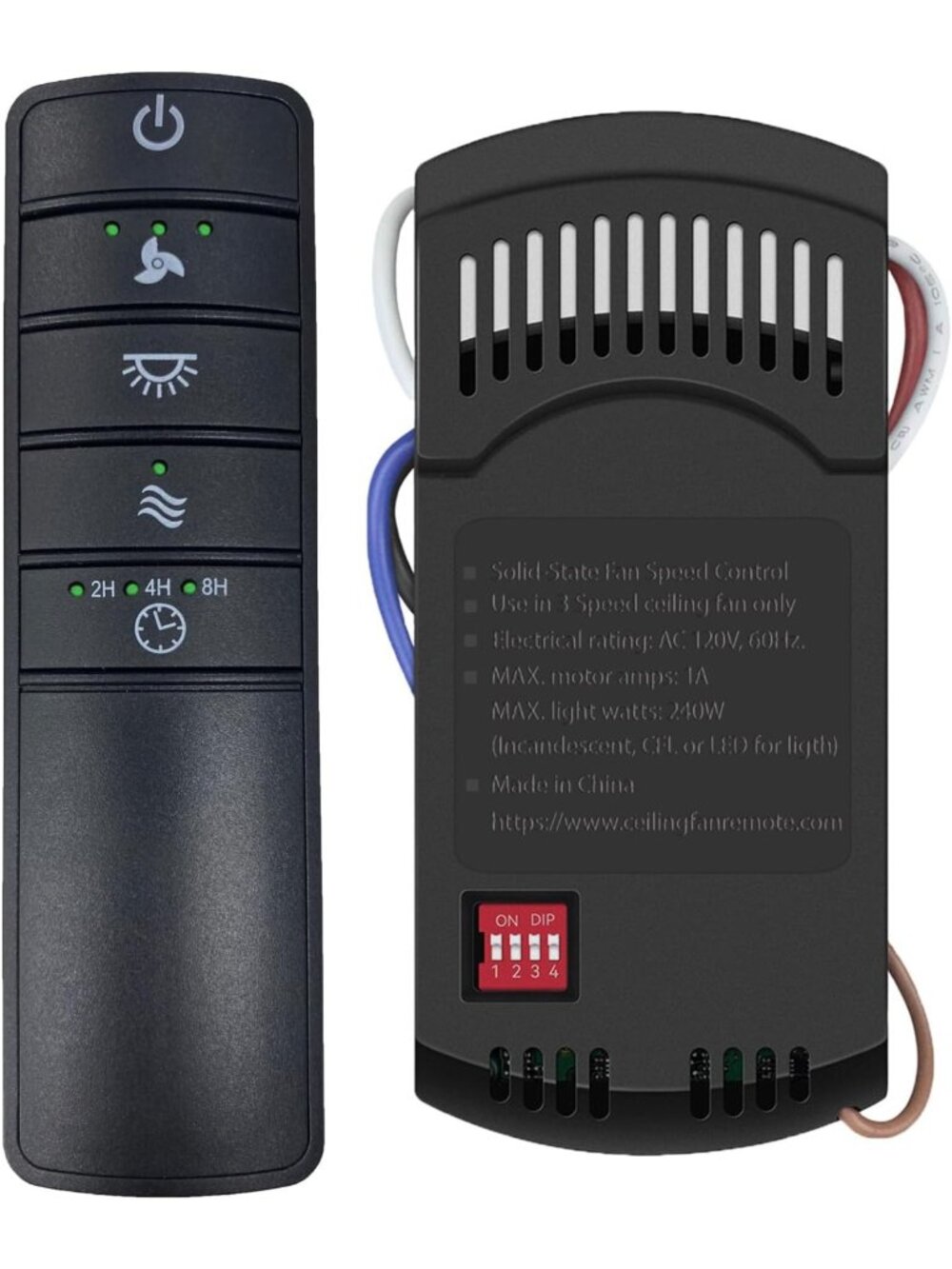 3-Speed Universal Ceiling Fan Remote Control Kit with Receiver - Easy Install - Picture 1 of 7